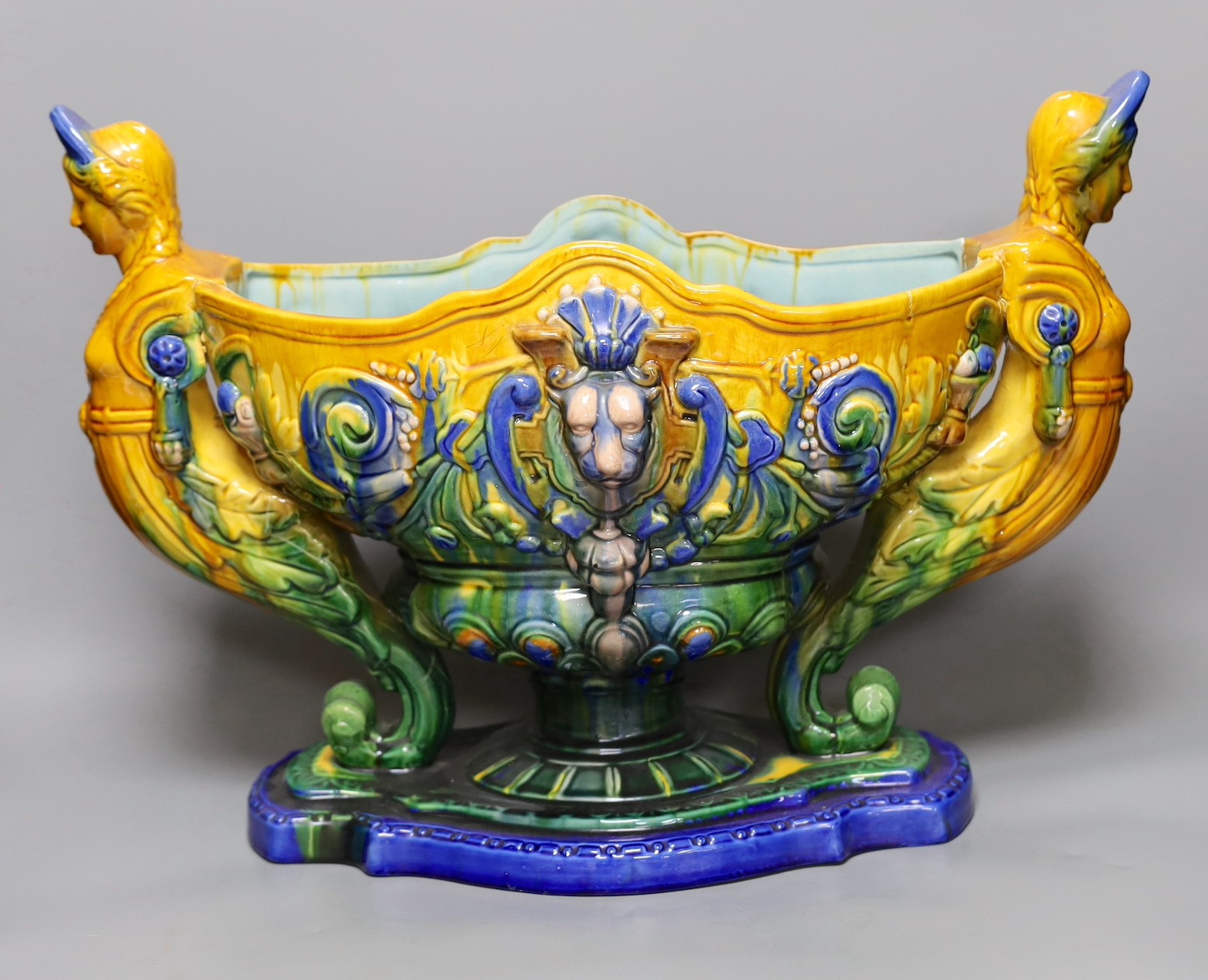 A majolica style jardiniere, 49cm